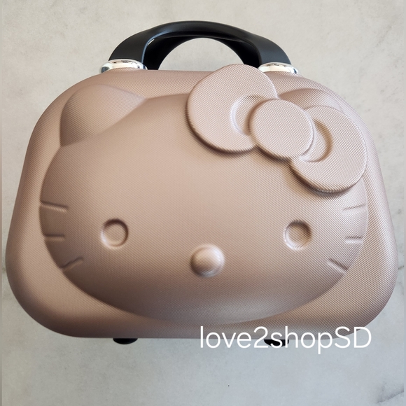 Hello Kitty Hard Shell Makeup Train Case Luggage New & Unused Rose Gold - Picture 4 of 7